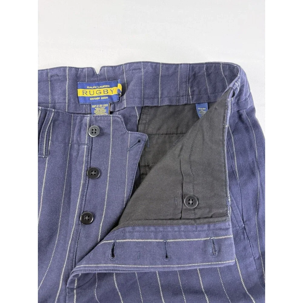 Polo Rugby Ralph Lauren Men’s Blue Pinstripe Cotton Dress Pants Size 32 NWT